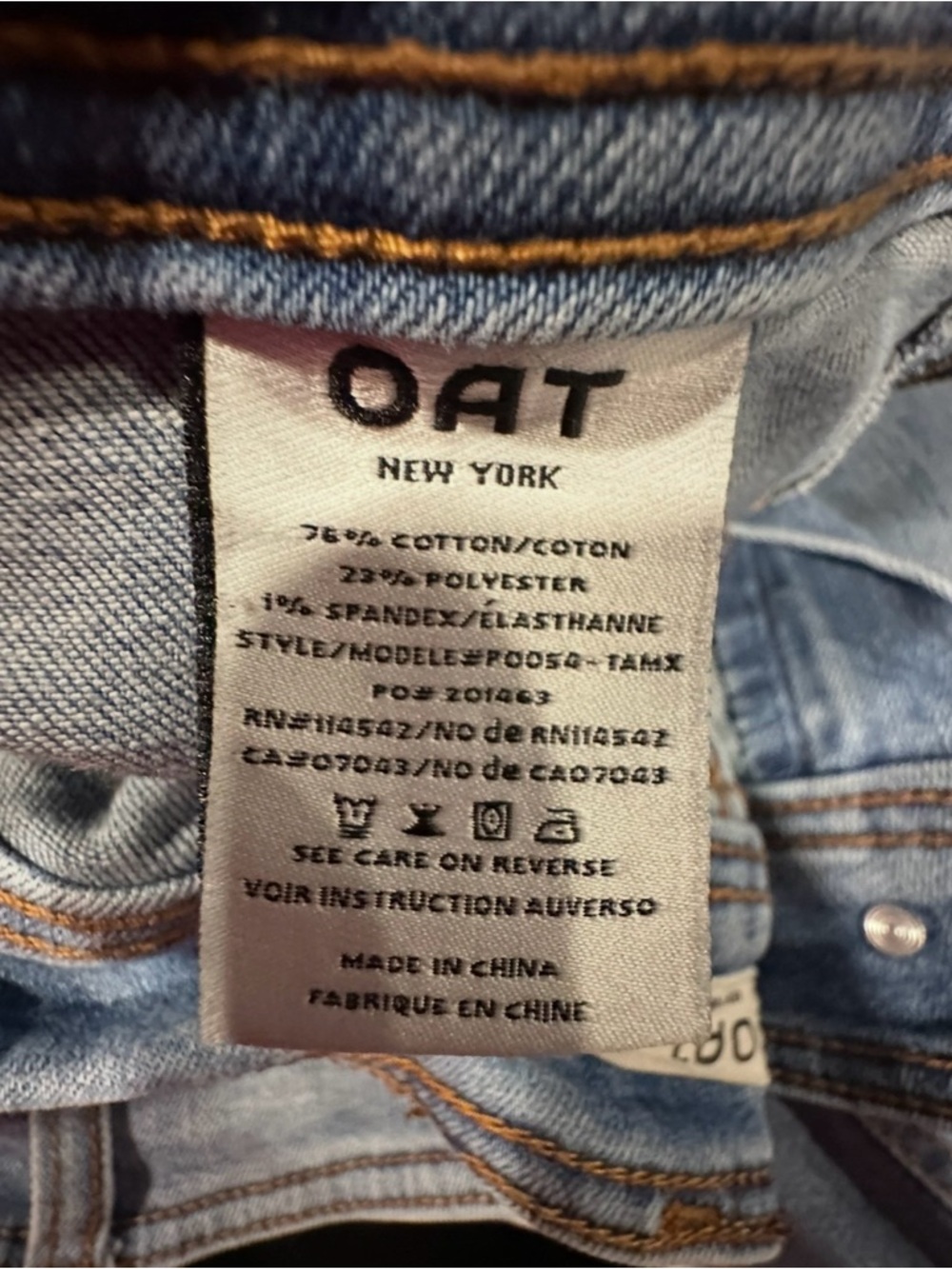 OAT New York Wide Leg Jeans High-Rise Light Wash Denim Sailor Utility Sz 6/28 - Picture 6 of 9